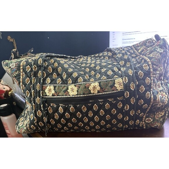 VTG Maggie B Blue Patterned Quilted Weekender Double Handle Large Duffle Bag - Picture 1 of 10